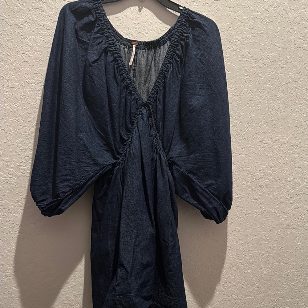 Navy Blue Ruched Dress